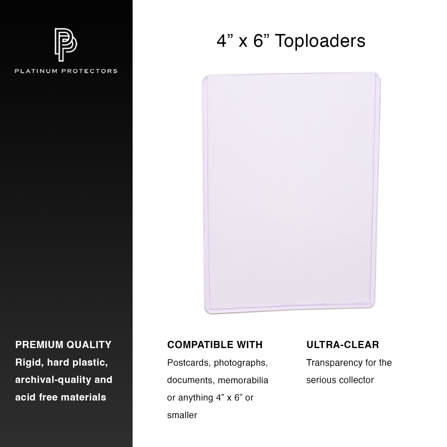 Platinum Protectors Premium 4" x 6" Postcard Toploaders