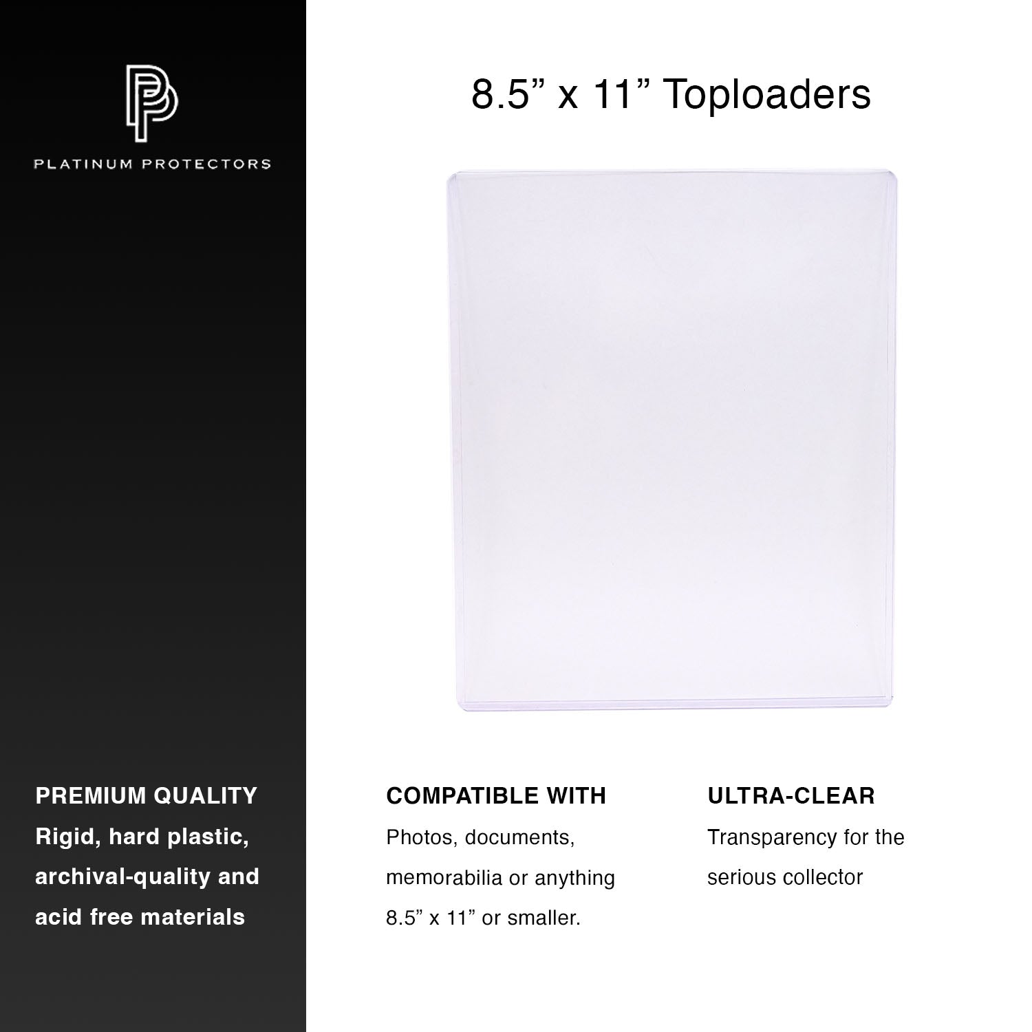 Platinum Protectors Premium 8.5" x 11" Photo Toploaders