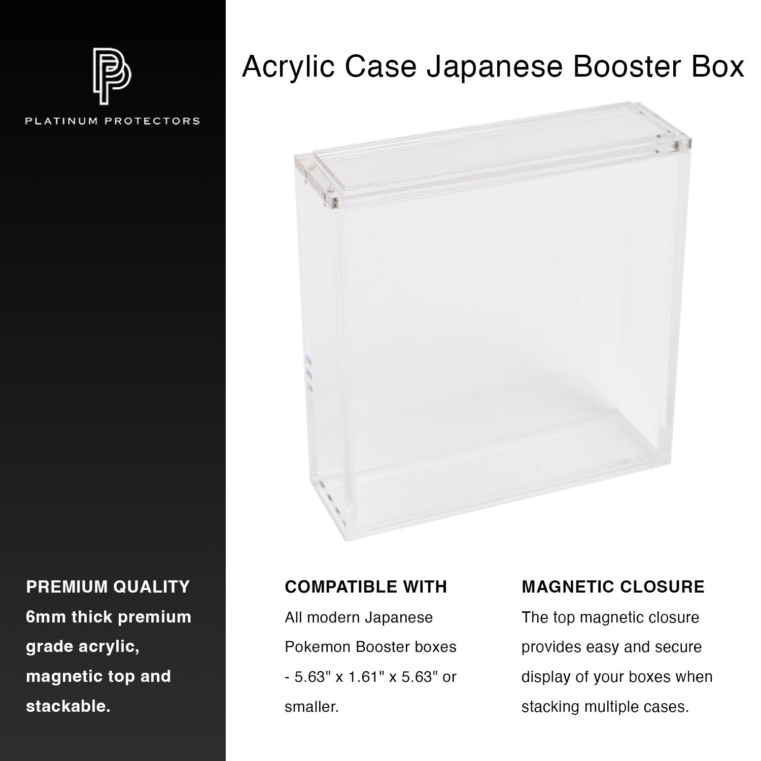 Premium Acrylic Case for Pokemon Japanese Booster Expansion Box (Large) with Magnetic Top