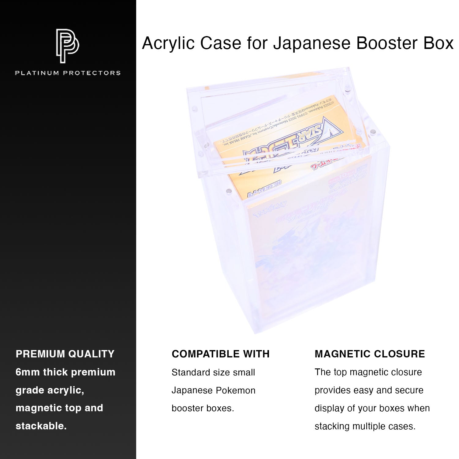 Premium Acrylic Case for Pokemon Japanese Booster Box (Small) with Magnetic Top