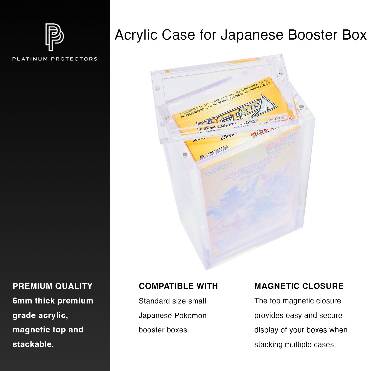 Premium Acrylic Case for Pokemon Japanese Booster Box (Small) with Magnetic Top