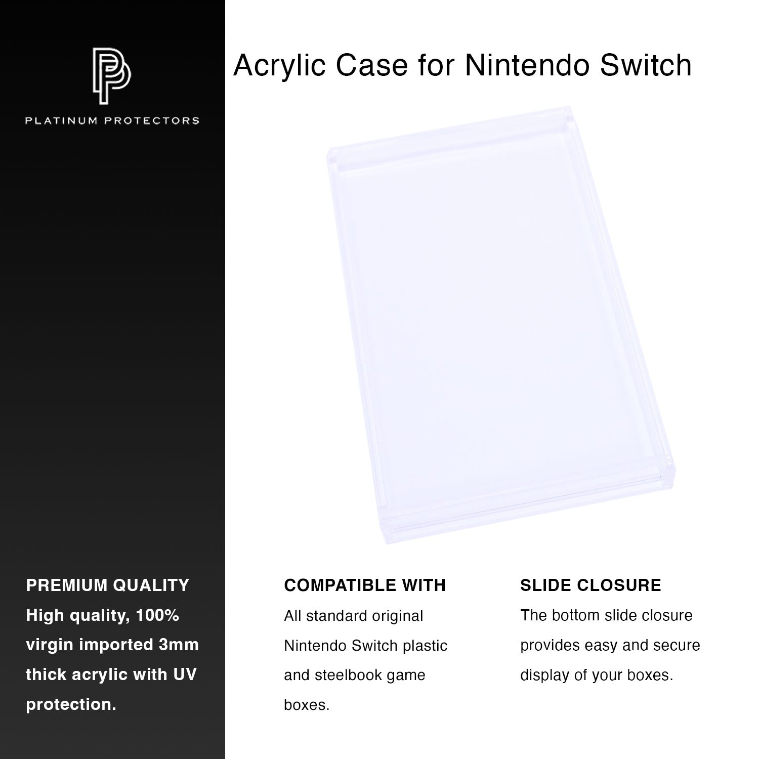 Premium Acrylic Case for Nintendo Switch Plastic & Steelbook Games