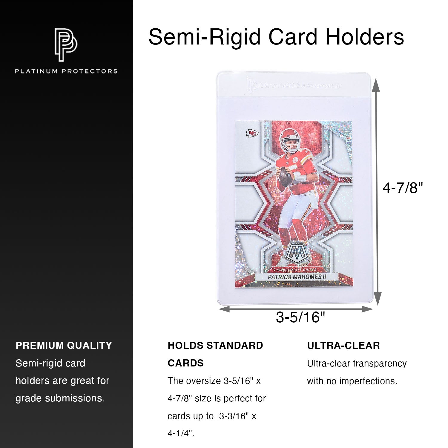 Platinum Protectors Semi-Rigid Card Holders Oversize for Graded Submissions - 50 pack