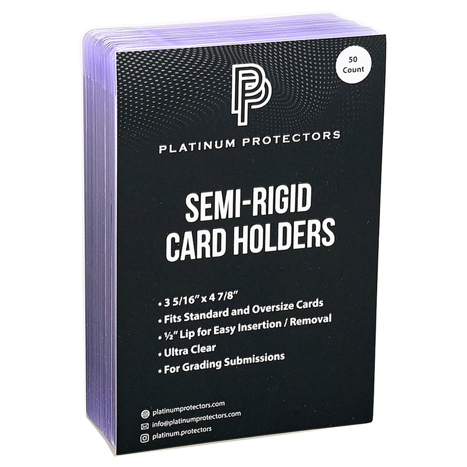 Platinum Protectors Semi-Rigid Card Holders Oversize for Graded Submissions - 50 pack