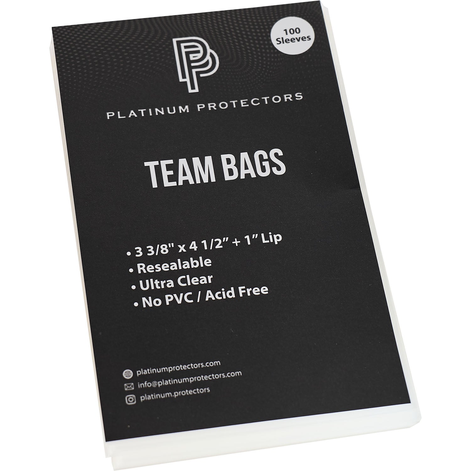 Platinum Protectors Team Bags for Cards or Toploaders Sleeves with Resealable Strip - 100 Pack